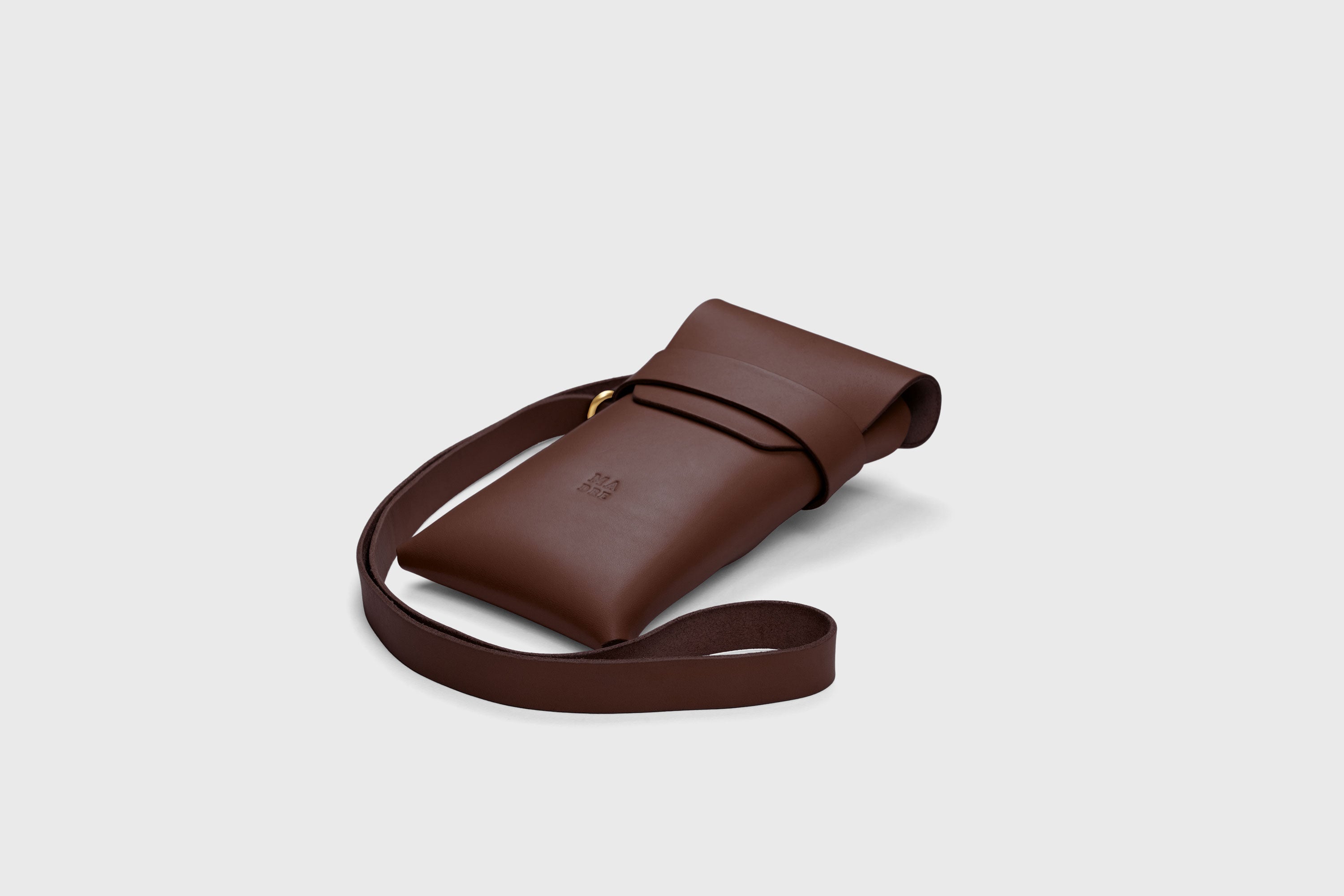 Sling Bag Pouch Leather Dark Brown Color Crossbody Premium Quality Modern Minimalist Independent Designer Atelier Madre Manuel Dreesmann Barcelona Spain