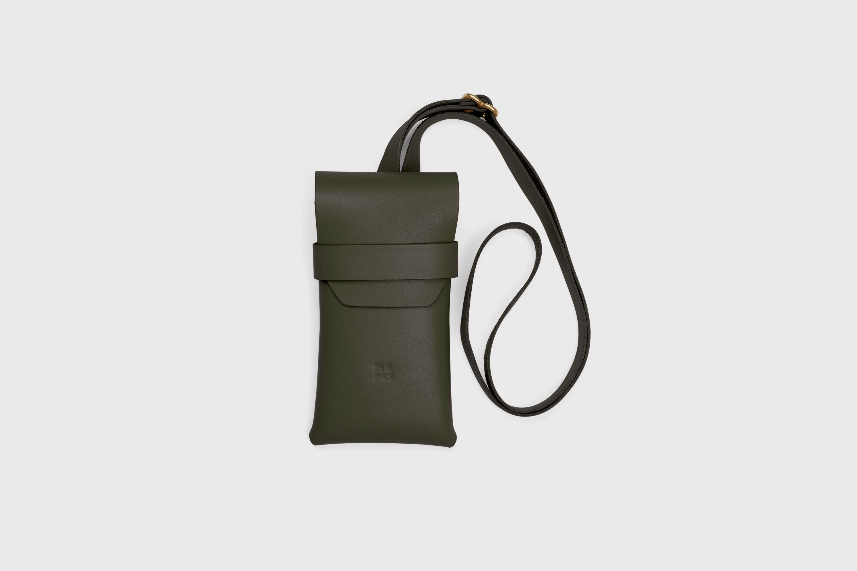 Sling Bag Pouch Leather Olive Green Color Crossbody Premium Quality Modern Minimalist Independent Designer Atelier Madre Manuel Dreesmann Barcelona Spain