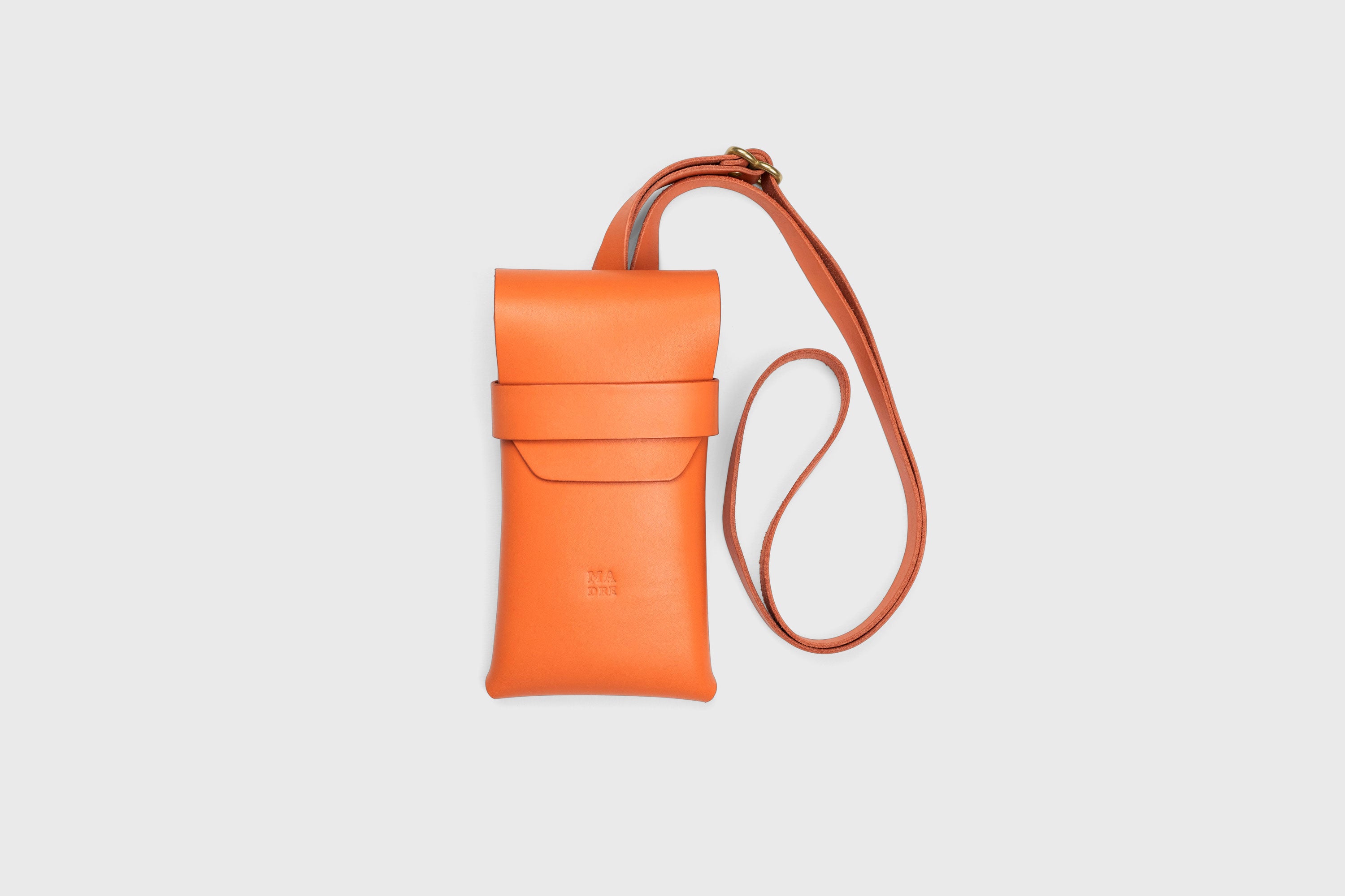 Sling Bag Pouch Leather Orange Color Crossbody Premium Quality Modern Minimalist Independent Designer Atelier Madre Manuel Dreesmann Barcelona Spain