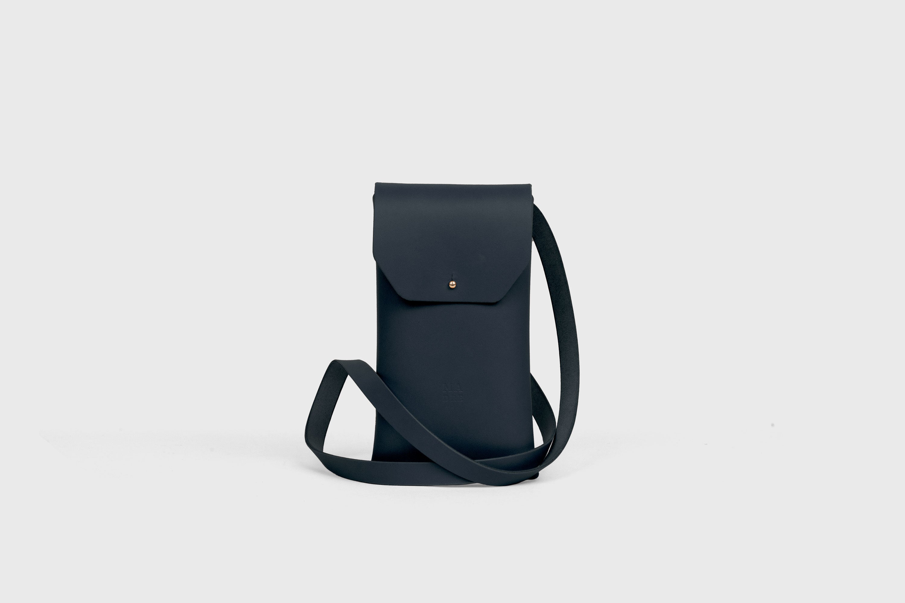 Sling Bag Pouch Leather Marine Blue Color Vegetable Tanned Leather Crossbody Premium Quality Modern Minimalist Independent Designer Atelier Madre Manuel Dreesmann Barcelona Spain