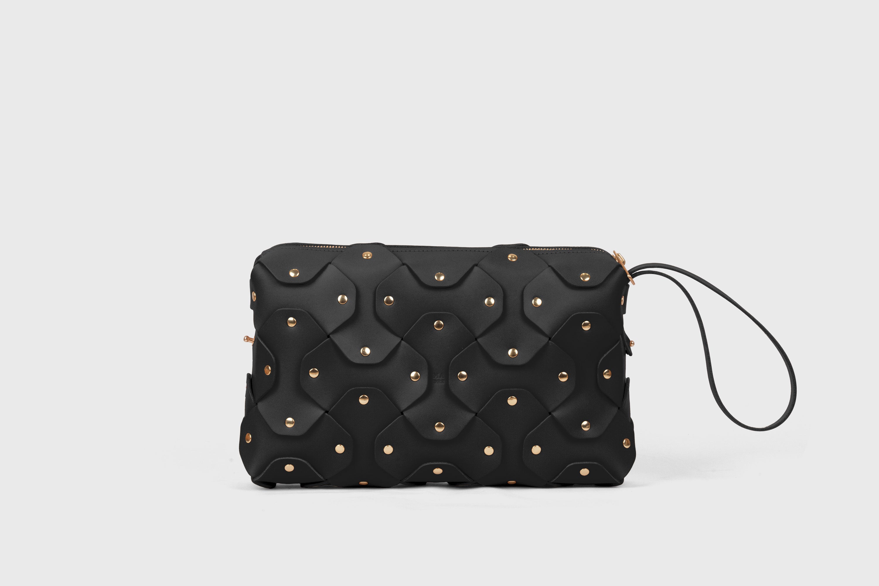 Mala Rivet Bag Grande em Couro Preto, Couro de Grão Inteiro Curtido Vegetal, de Qualidade Premium, Mala de Mão, Mala a Tiracolo, Clutch, Design Minimalista e Moderno, Atelier Madre Manuel Dreesmann, Barcelona, Espanha