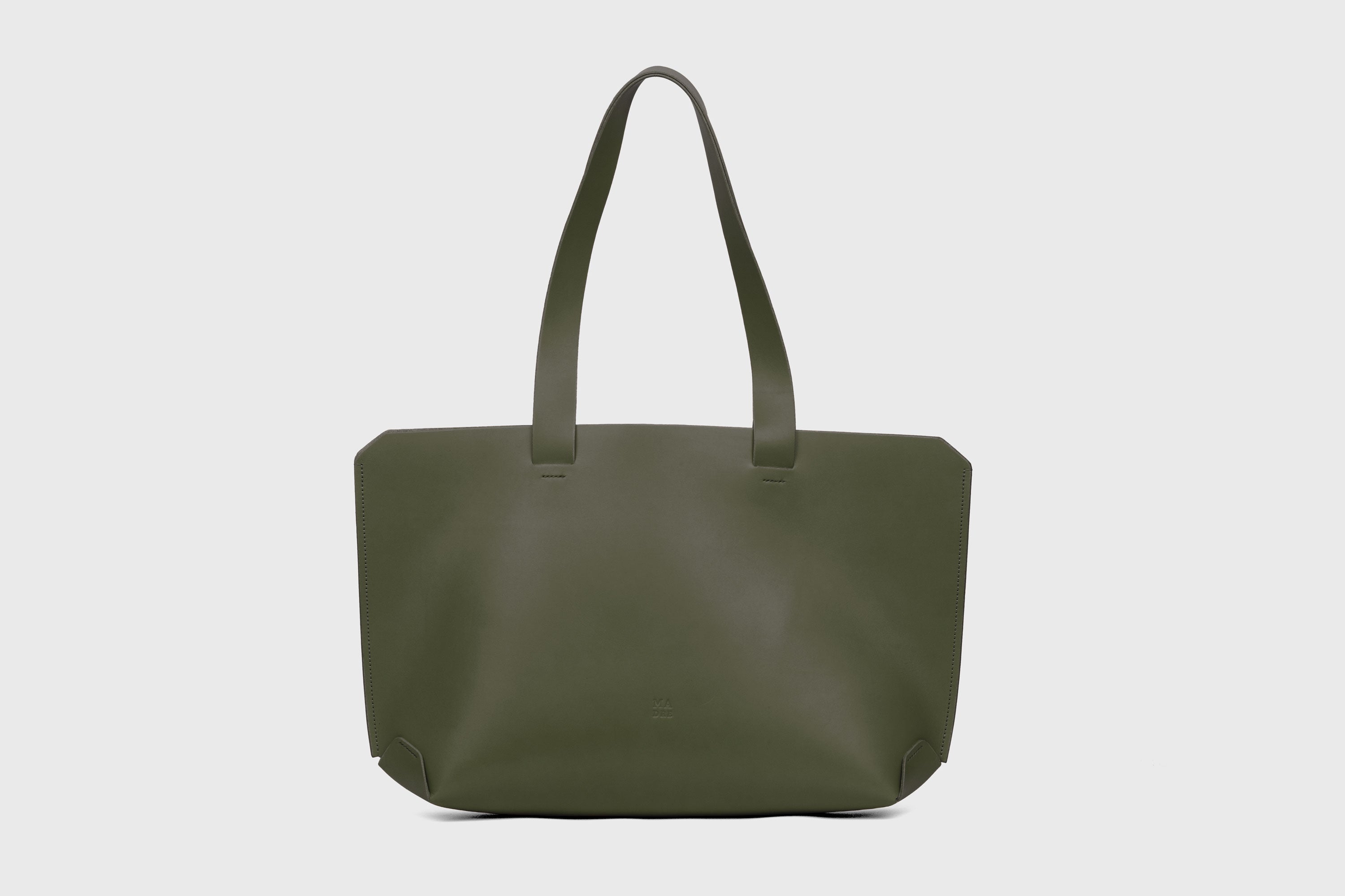 Tote Bag Leather Olive Green Color Vegetable Tanned Leather Natural Minimalistic Design By Manuel Dreesmann Atelier Madre Barcelona Spain