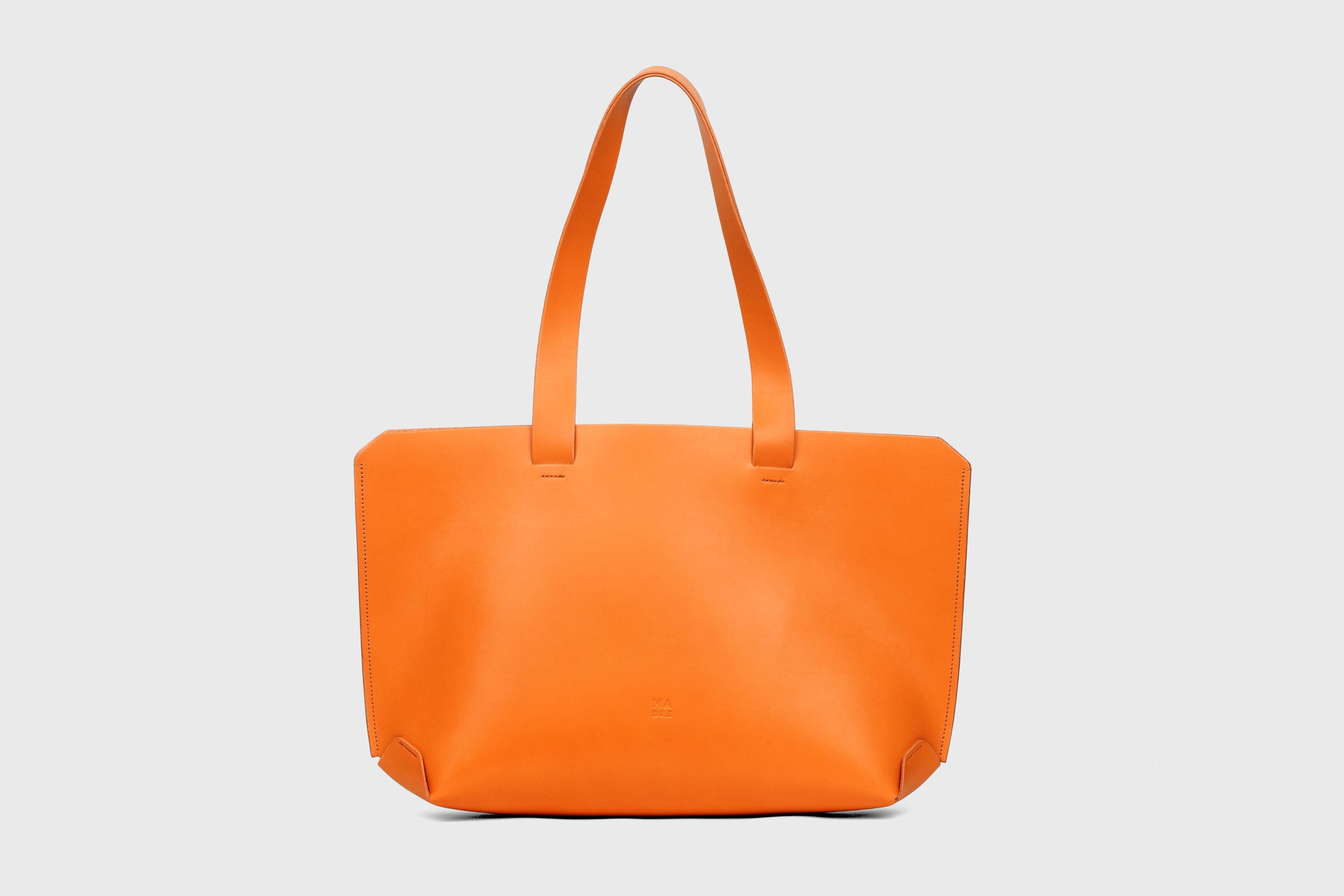Tote Bag Leather Orange Color Vegetable Tanned Leather Natural Minimalistic Design By Manuel Dreesmann Atelier Madre Barcelona Spain