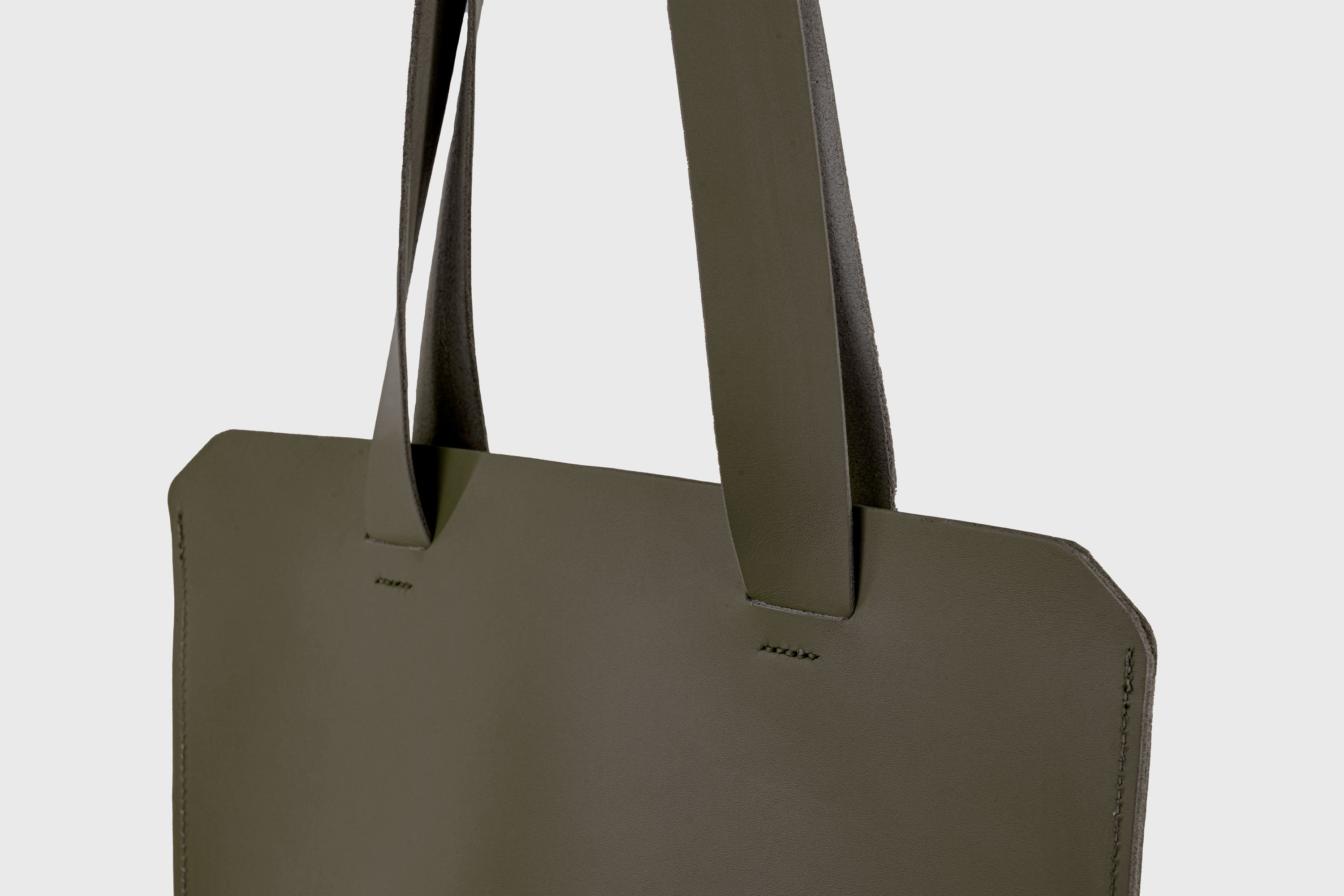 Tote Bag Long Olive Green Color Leather Bag Vegetable Tanned Leather Exclusive Quality Craftsmanship Handmade Design By Manuel Dreesmann Atelier Madre Barcelona Spain