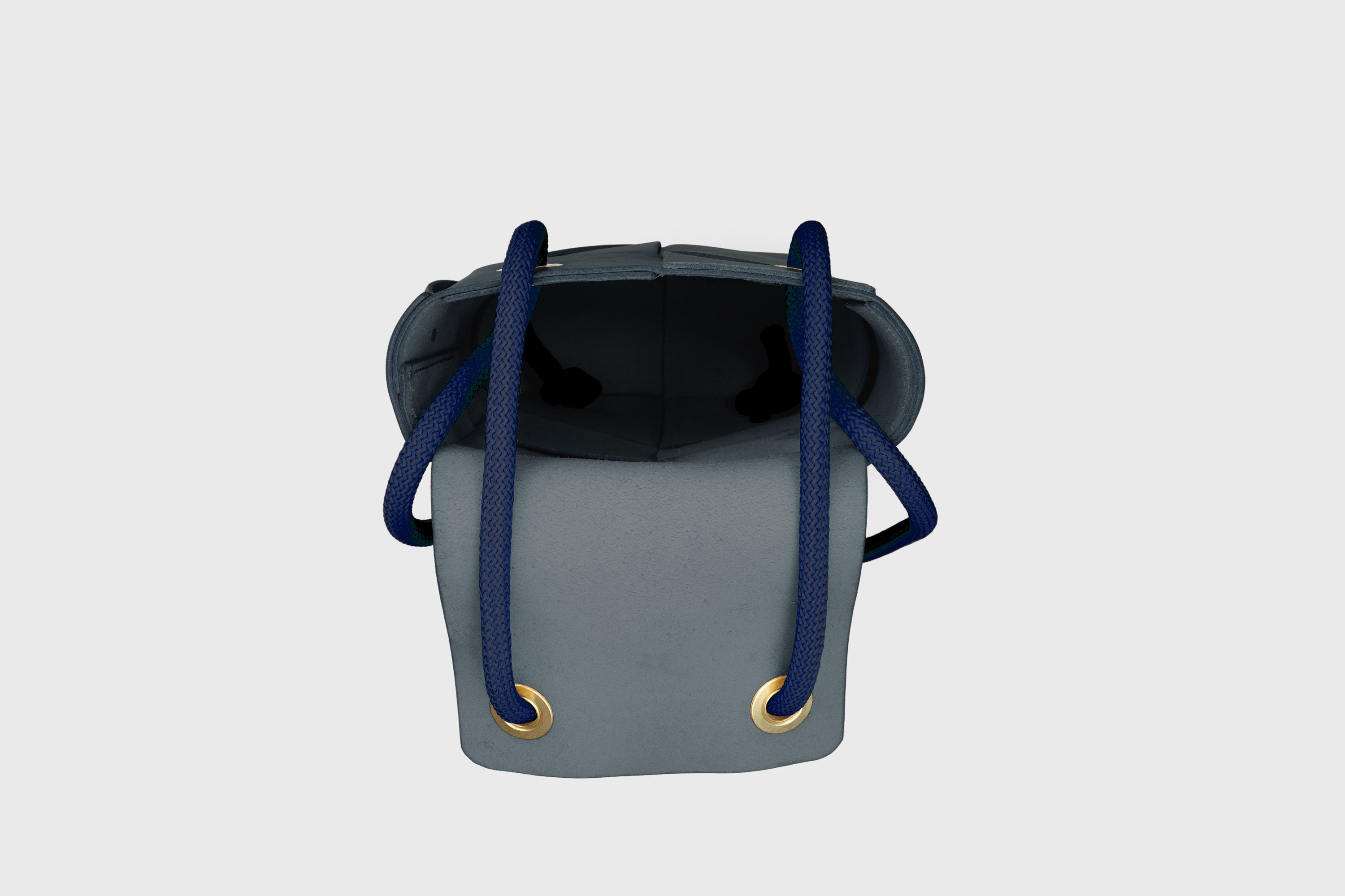 Woven Backpack Marine Blue Color Leather Weave Full Grain Vegetable Tanned Leather Premium Quality Minimalistic Modern Designer Atelier Madre Barcelona Spain