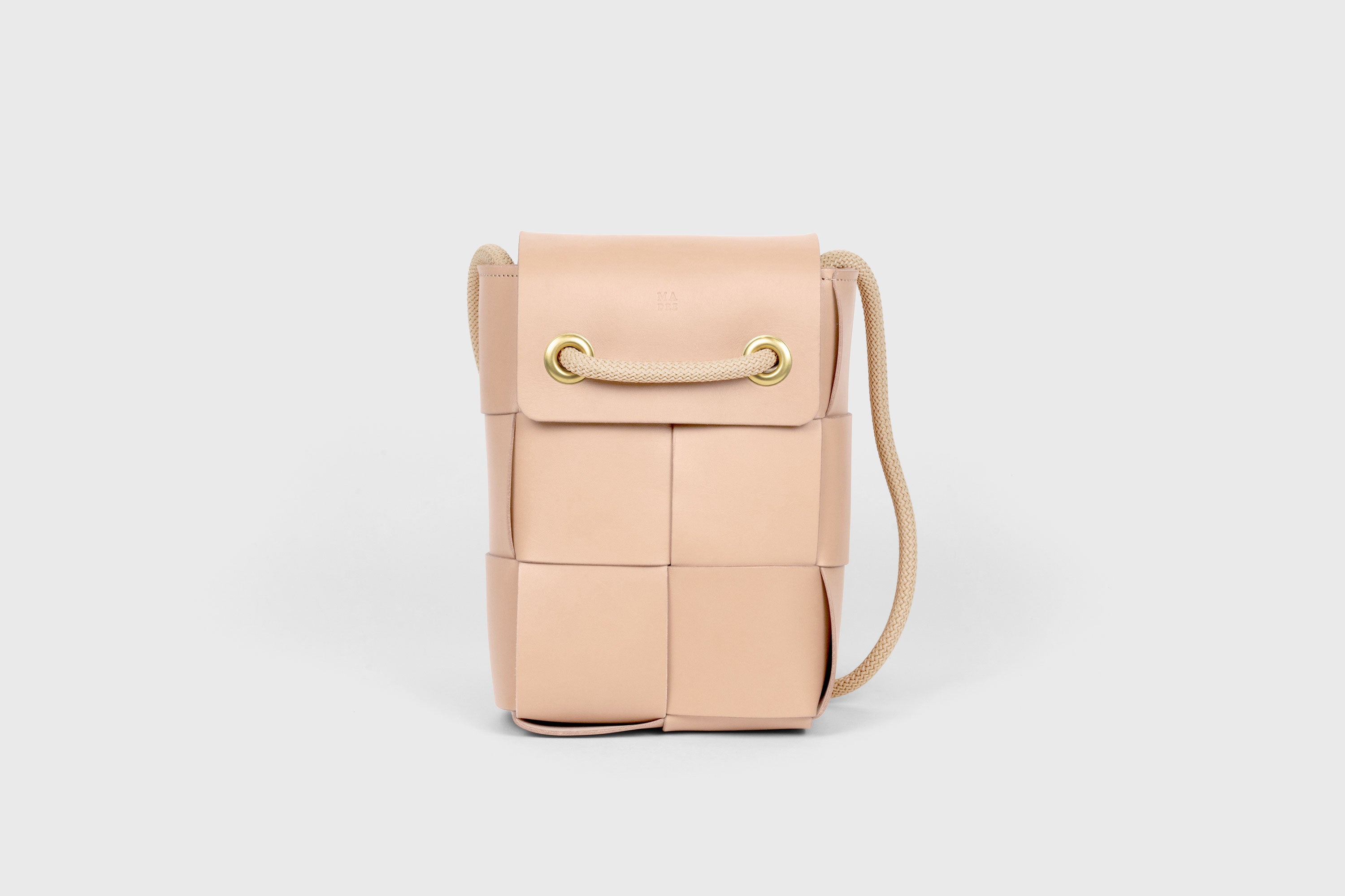 Woven Backpack Natural Color Leather Weave Full Grain Vegetable Tanned Leather Premium Quality Minimalistic Modern Designer Atelier Madre Barcelona Spain