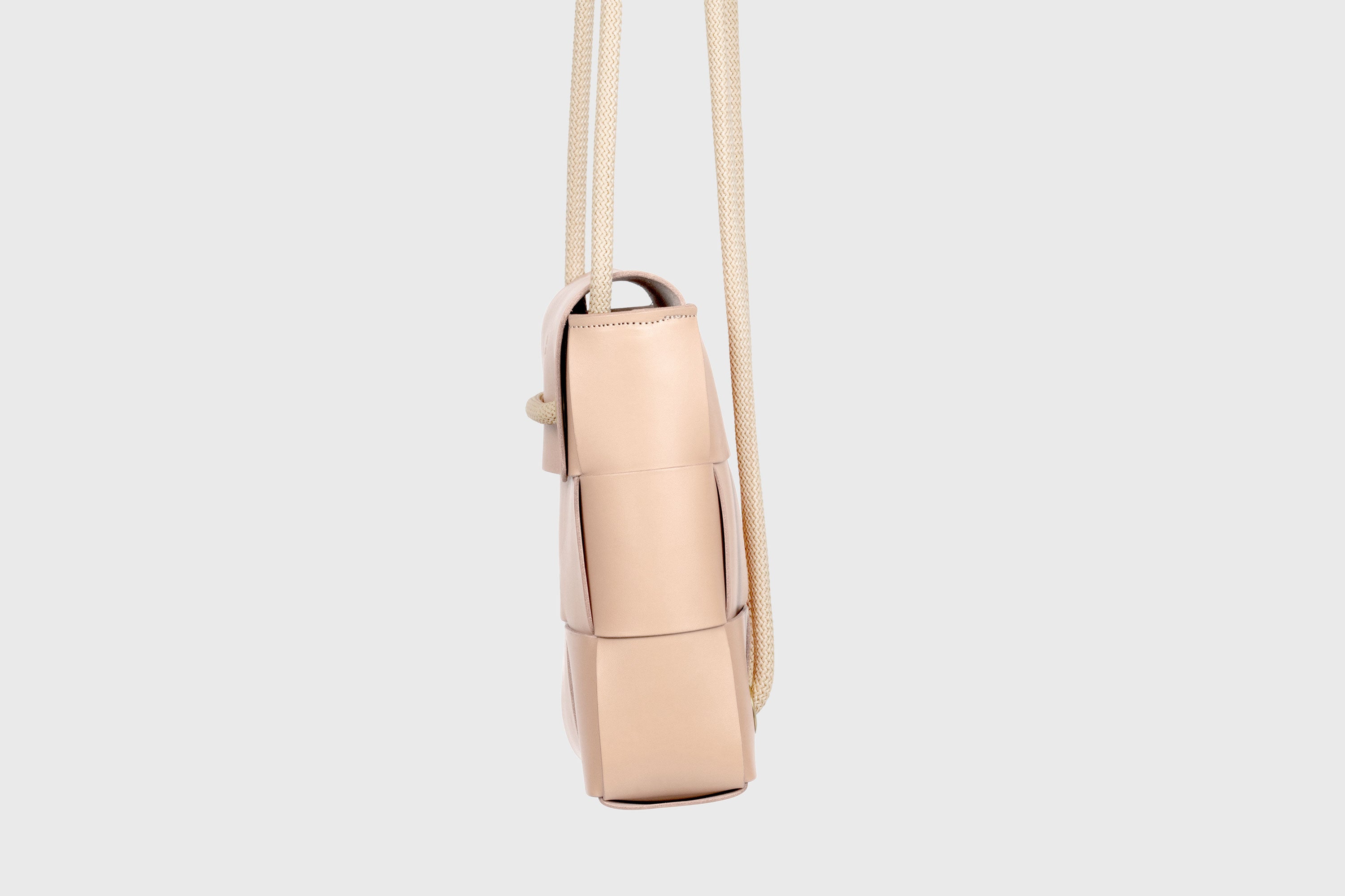 Woven Backpack Natural Color Leather Weave Full Grain Vegetable Tanned Leather Premium Quality Minimalistic Modern Designer Atelier Madre Barcelona Spain