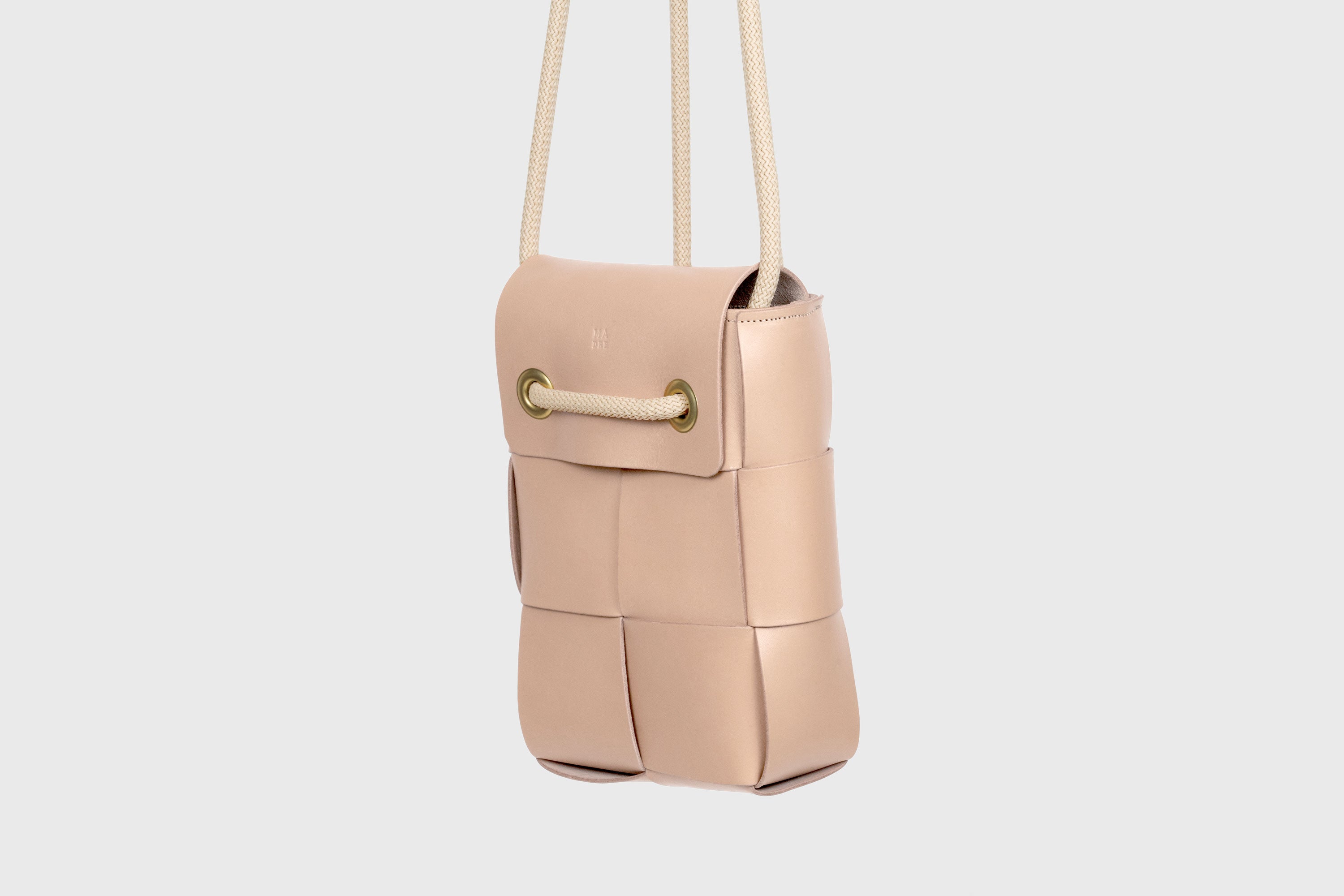 Woven Backpack Natural Color Leather Weave Full Grain Vegetable Tanned Leather Premium Quality Minimalistic Modern Designer Atelier Madre Barcelona Spain