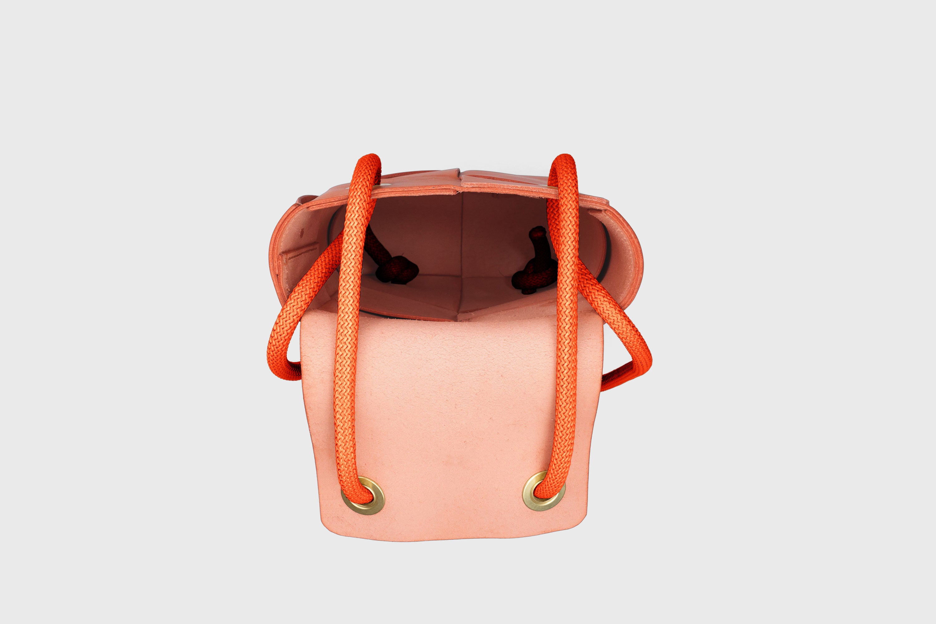 Woven Backpack Orange Color Leather Weave Full Grain Vegetable Tanned Leather Premium Quality Minimalistic Modern Designer Atelier Madre Barcelona Spain