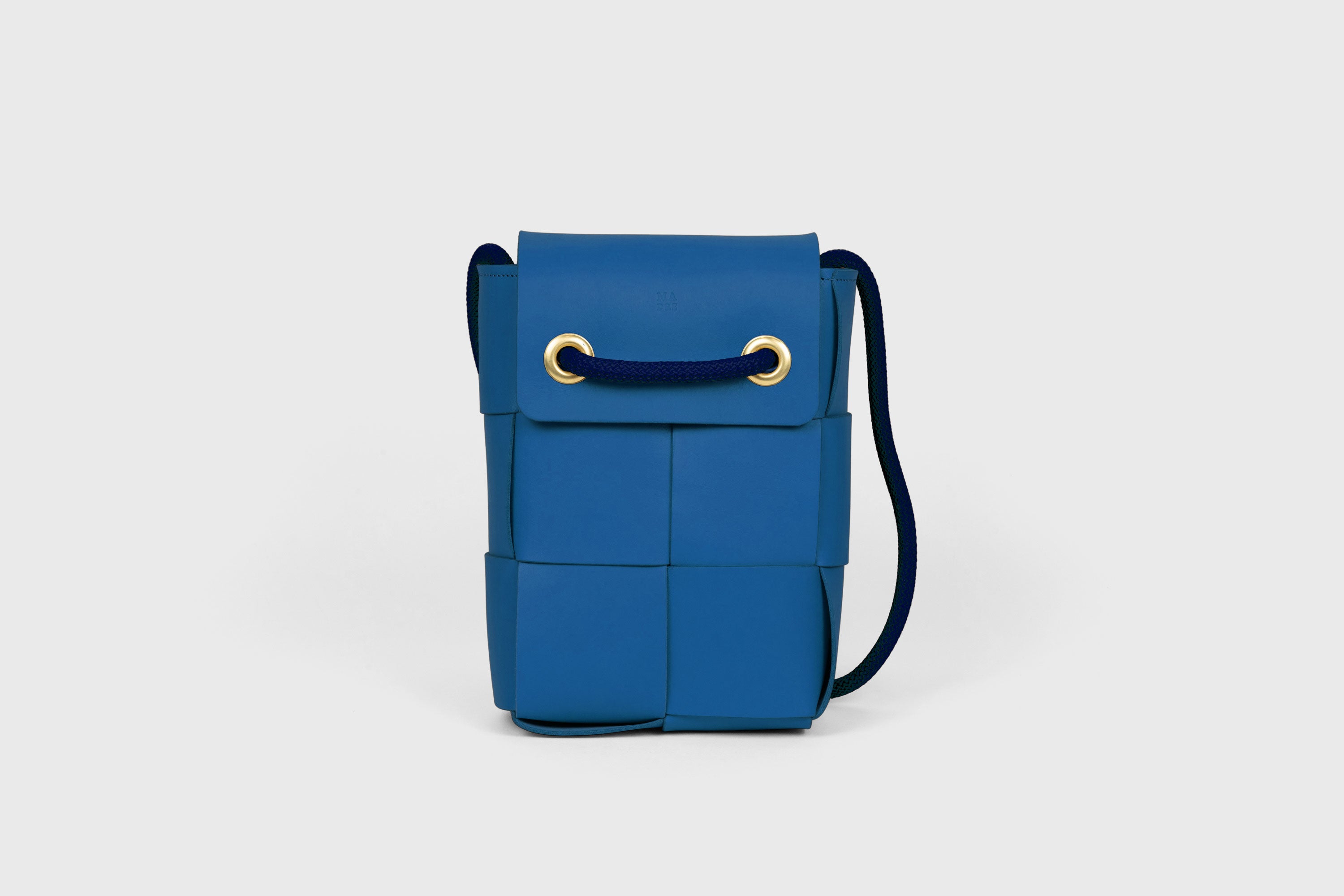 Woven Backpack Royal Blue Color Leather Weave Full Grain Vegetable Tanned Leather Premium Quality Minimalistic Modern Designer Atelier Madre Barcelona Spain
