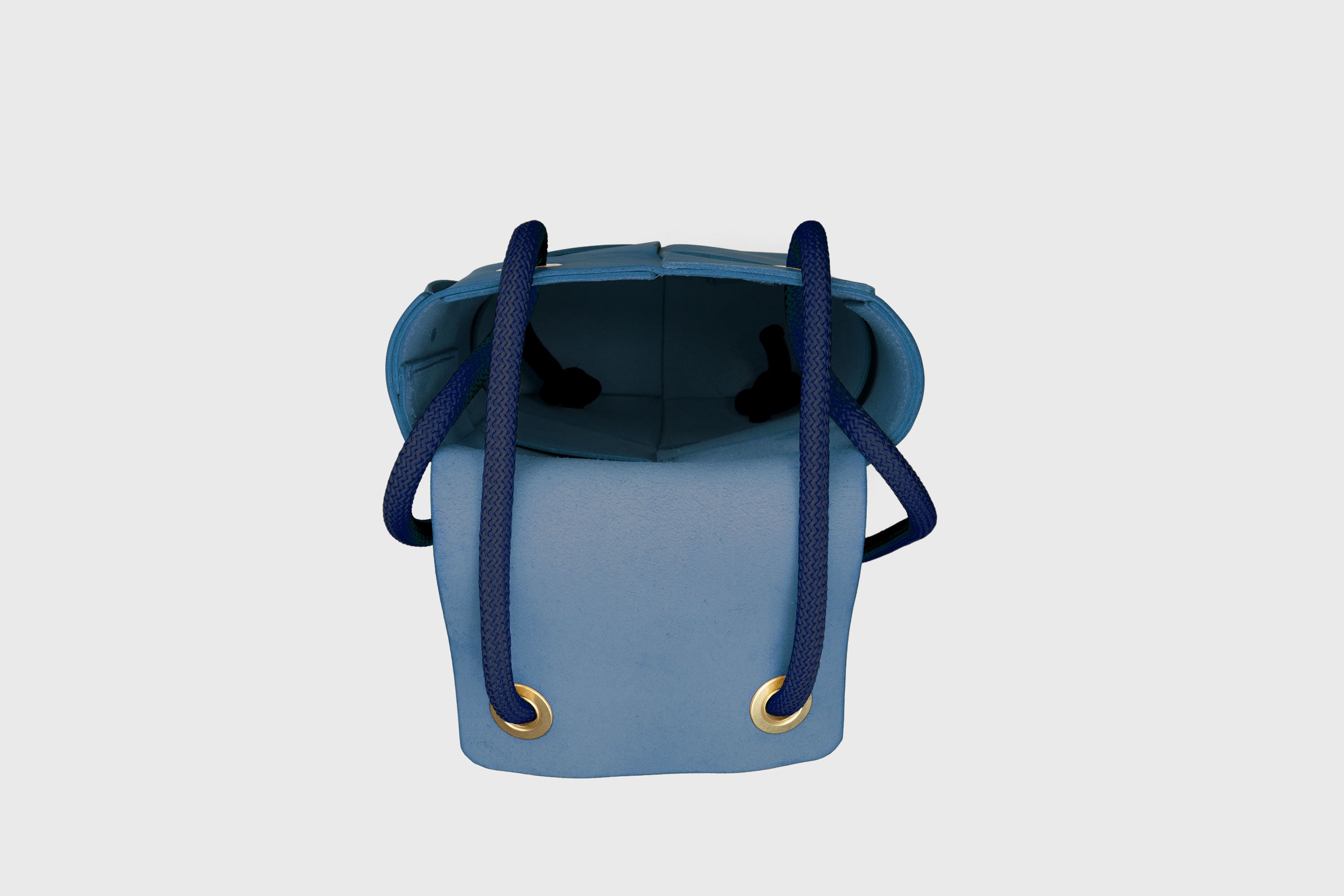 Woven Backpack Royal Blue Color Leather Weave Full Grain Vegetable Tanned Leather Premium Quality Minimalistic Modern Designer Atelier Madre Barcelona Spain