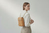 Woven Backpack Medium Brown Leather On Model Minimalistic Design Atelier Madre Manuel Dreesmann Barcelona