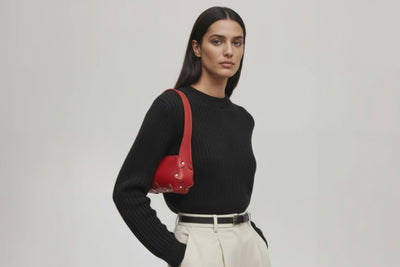 Fiona Bag Small Red Color Leather On Model Video Loop Walking Zipper Shoulder Bag Minimalist Modern Design Premium Quality Atelier Madre Manuel Dreesmann Barcelona