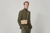 Woven Leather Bag Saka Bag Natural Color Leather On Man Model Bright Background Vegetable Tanned Leather Modern Minimalist Design Premium Quality Atelier Madre Manuel Dreesmann Barcelona Spain Video Loop