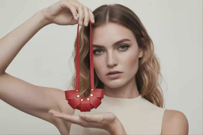 Red Color Leather Croissant Bag Charm Minimal Premium Design On Model Video Loop Atelier Madre Manuel Dreesmann Barcelona Spain