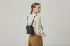 Woven Backpack Small Marine Blue Leather On Model Minimalistic Design Atelier Madre Manuel Dreesmann Barcelona 