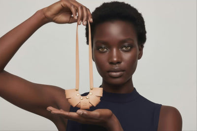 Natural Color Leather Croissant Bag Charm Minimal Premium Design On Model Video Loop Atelier Madre Manuel Dreesmann Barcelona Spain