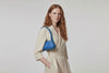 Fiona Bag Small Royal Blue Color On Model Video Loop Walking Leather Zipper Shoulder Bag Minimalist Modern Design Premium Quality Atelier Madre Manuel Dreesmann Barcelona