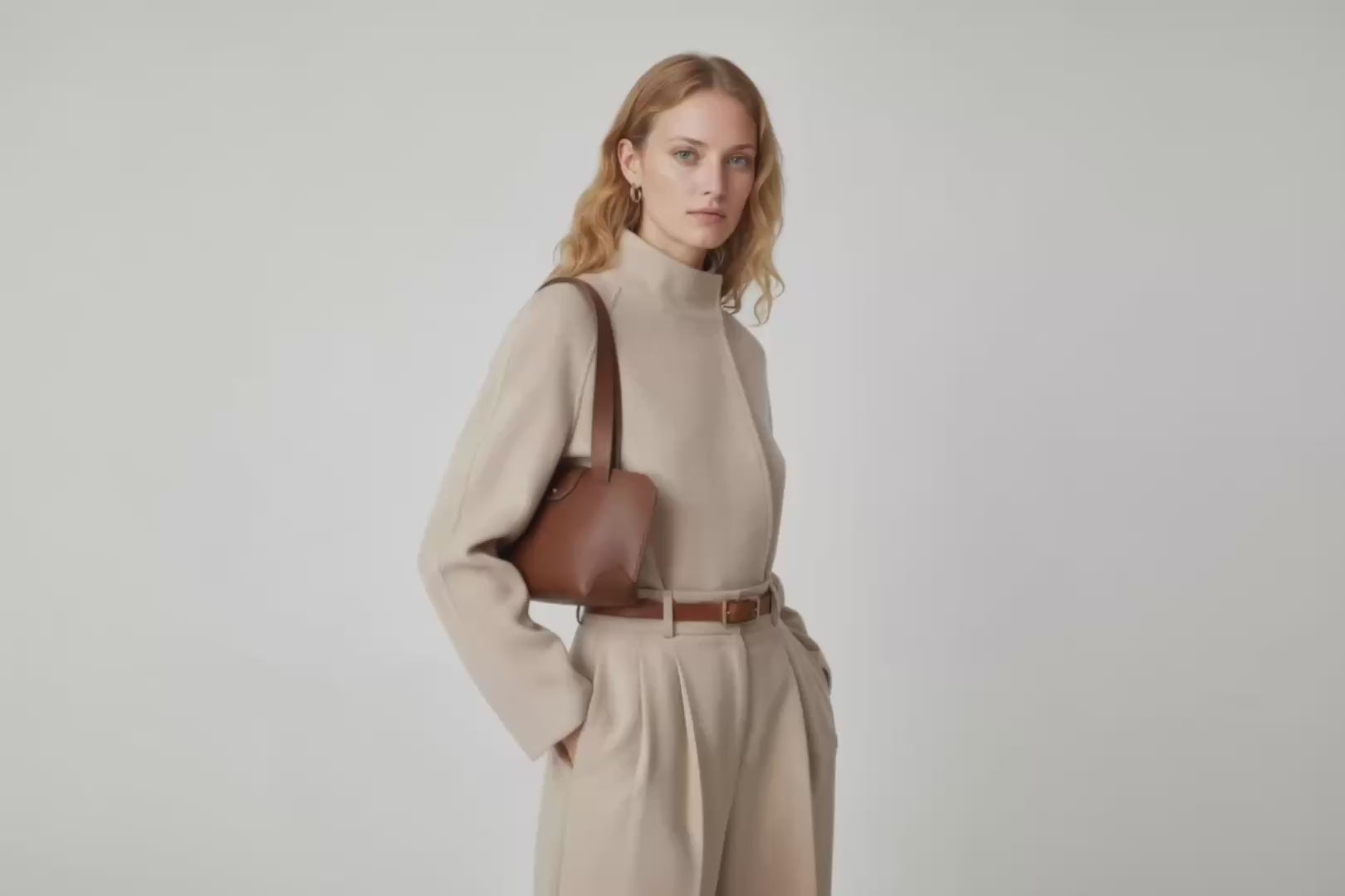 Medium Tote Bag Dark Brown Color On Model Video Loop Leather Premium Quality Minimalist Modern Design Atelier Madre Manuel Dreesmann Barcelona Spain
