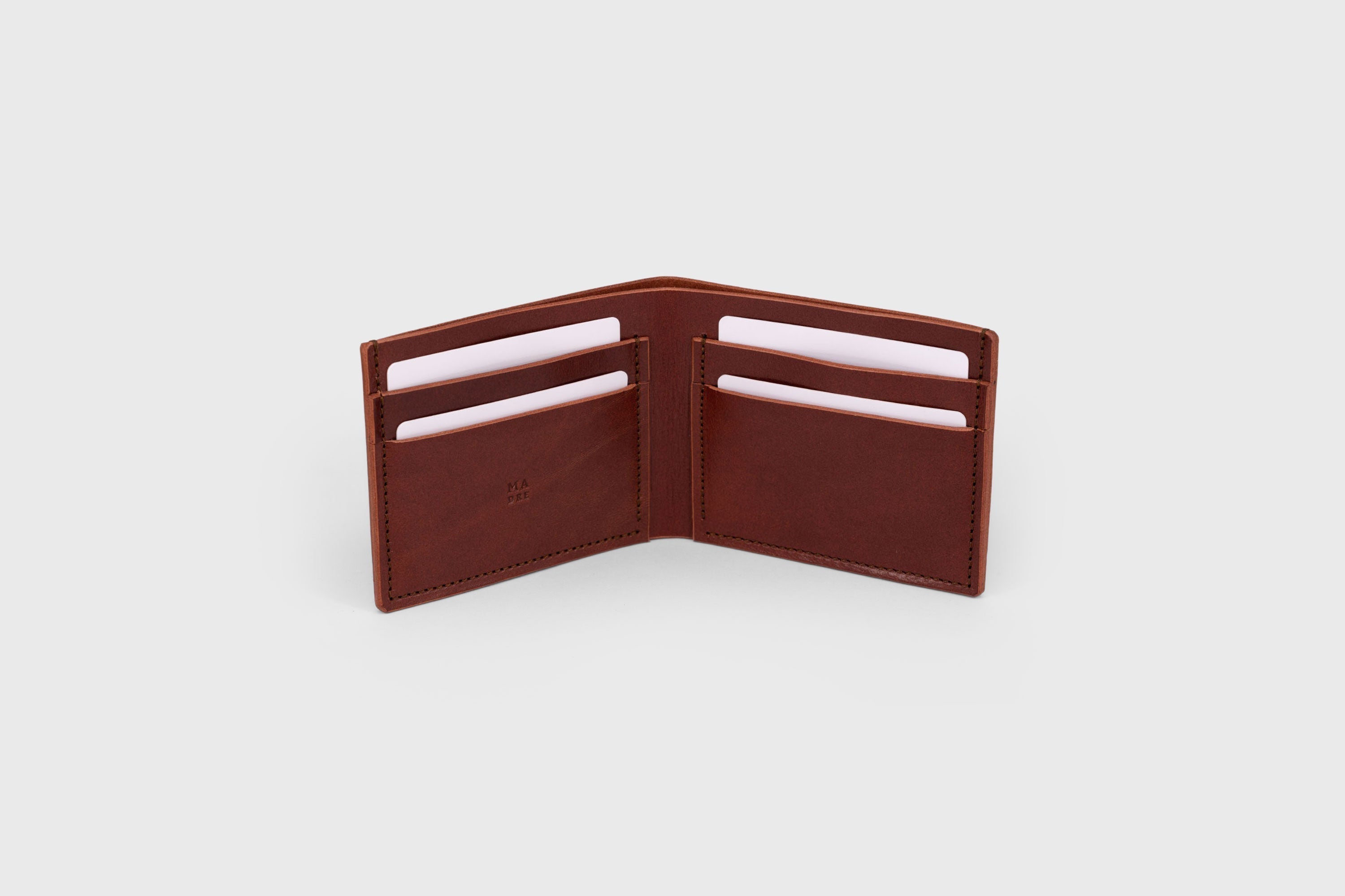 Bifold Wallet Dark Brown Leather Vegetable Tanned Leather Premium Classic Design and Handcrafted By Atelier Madre Manuel Dreeesmann Barcelona Spain