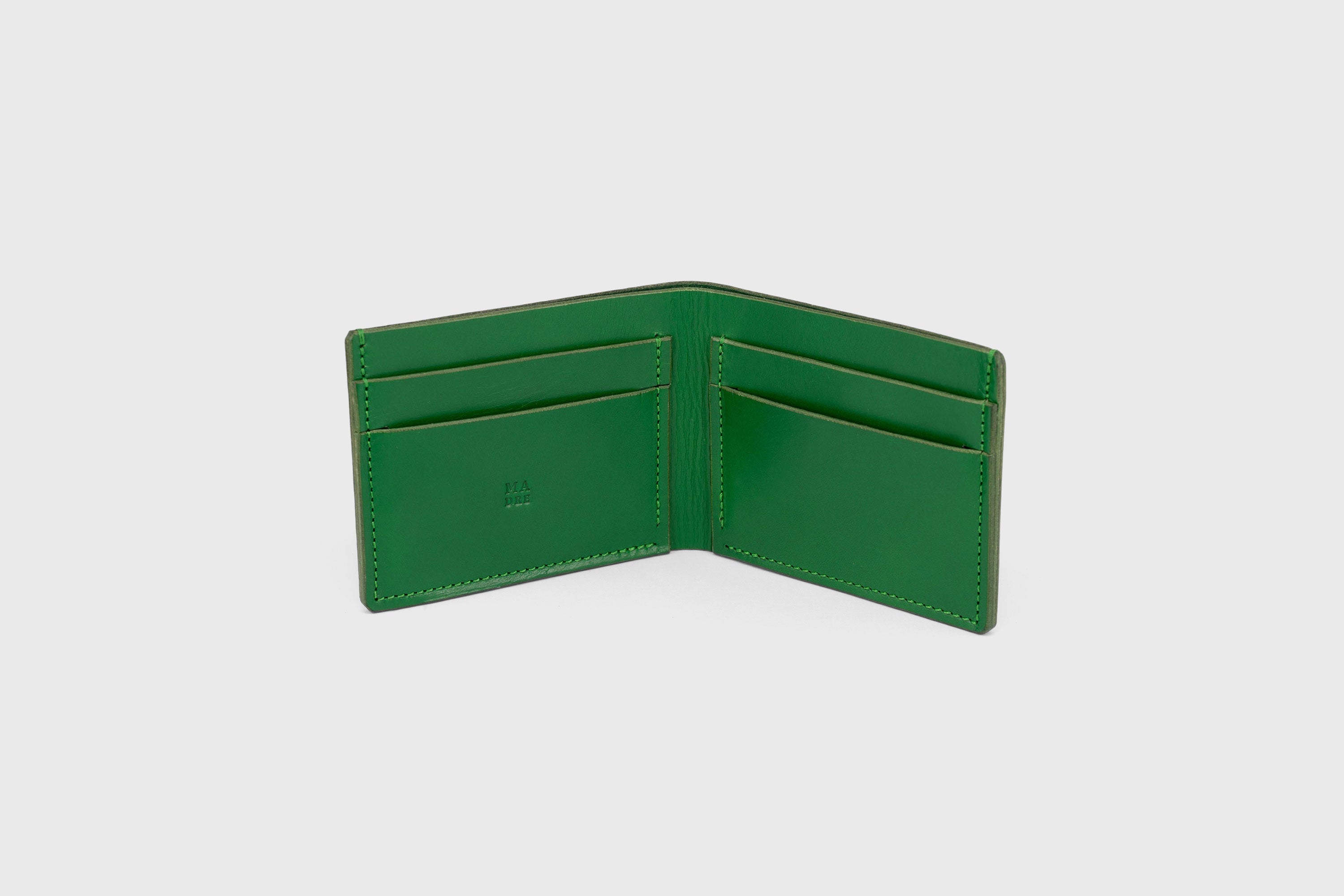 Bifold Wallet Grass Green Leather Vegetable Tanned Leather Premium Classic Design and Handcrafted By Atelier Madre Manuel Dreeesmann Barcelona Spain