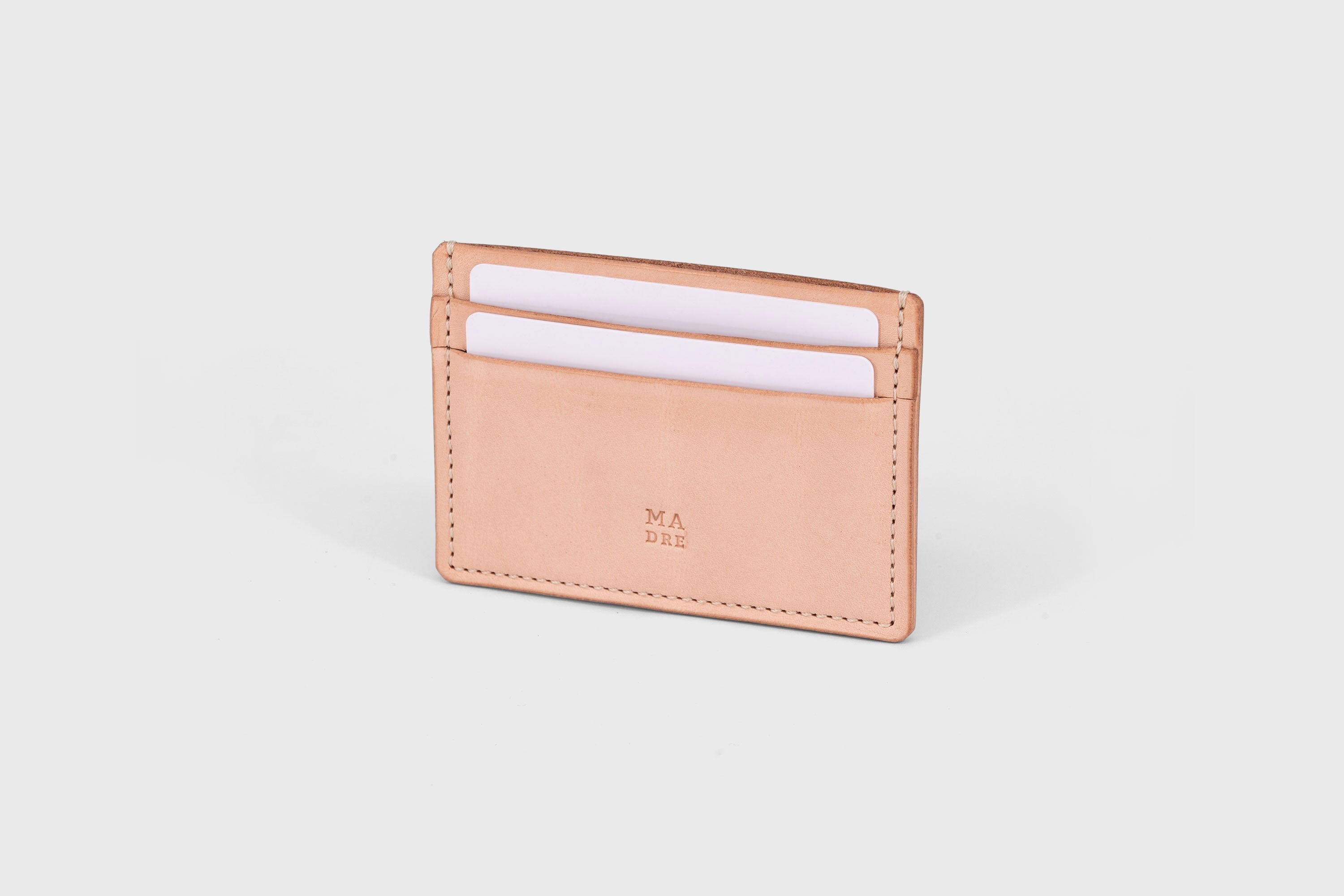 Credit Card Wallet in Nude Color Leather Vachetta Vegetable Tanned Leather Handmade and Design by Atelier Madre Manuel Dreesmann Barcelona Spain
