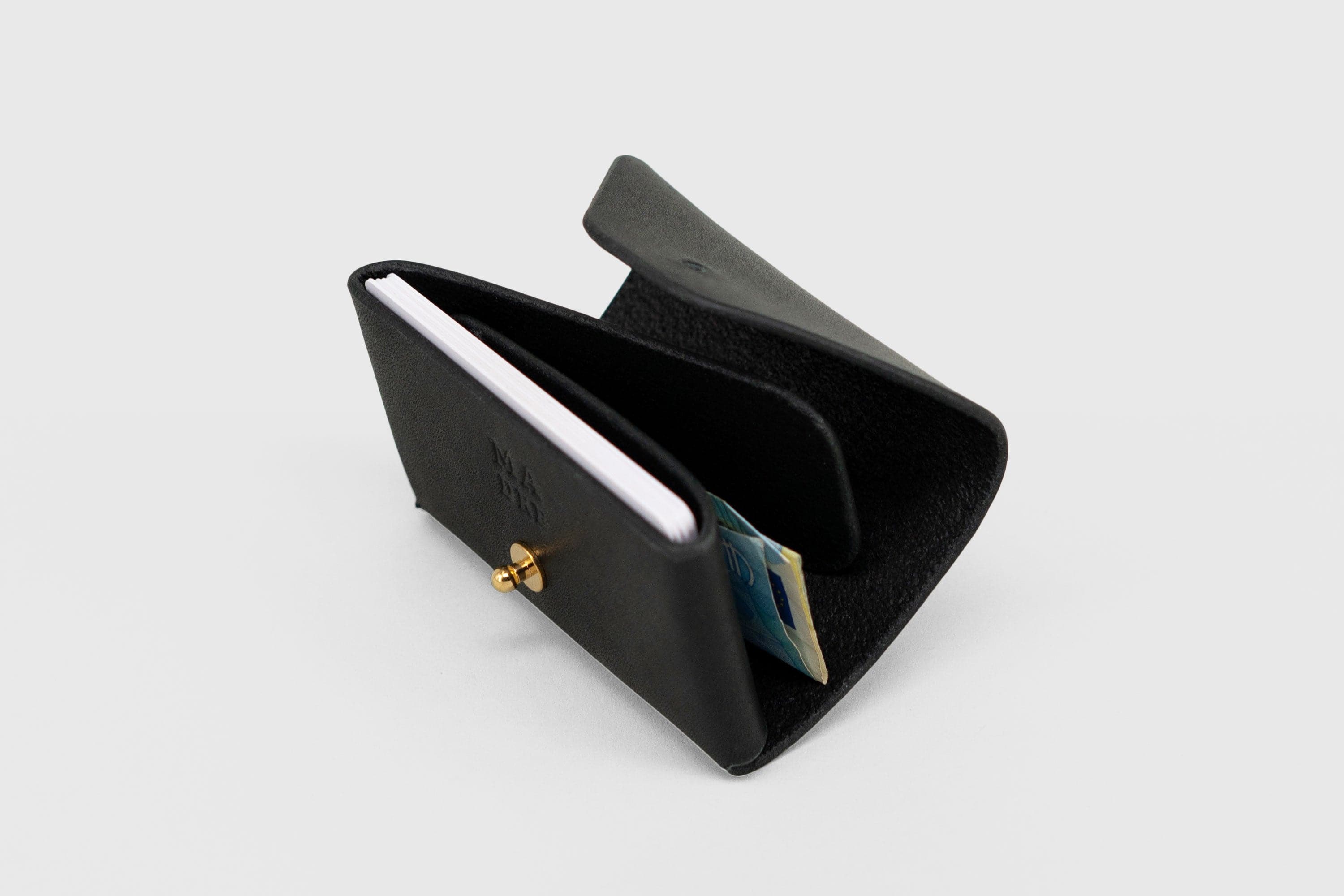 Minimal Wallet Black Mini Leather Vachetta Origamidesign By Manuel Dreesmann Atelier Madre Barcelona