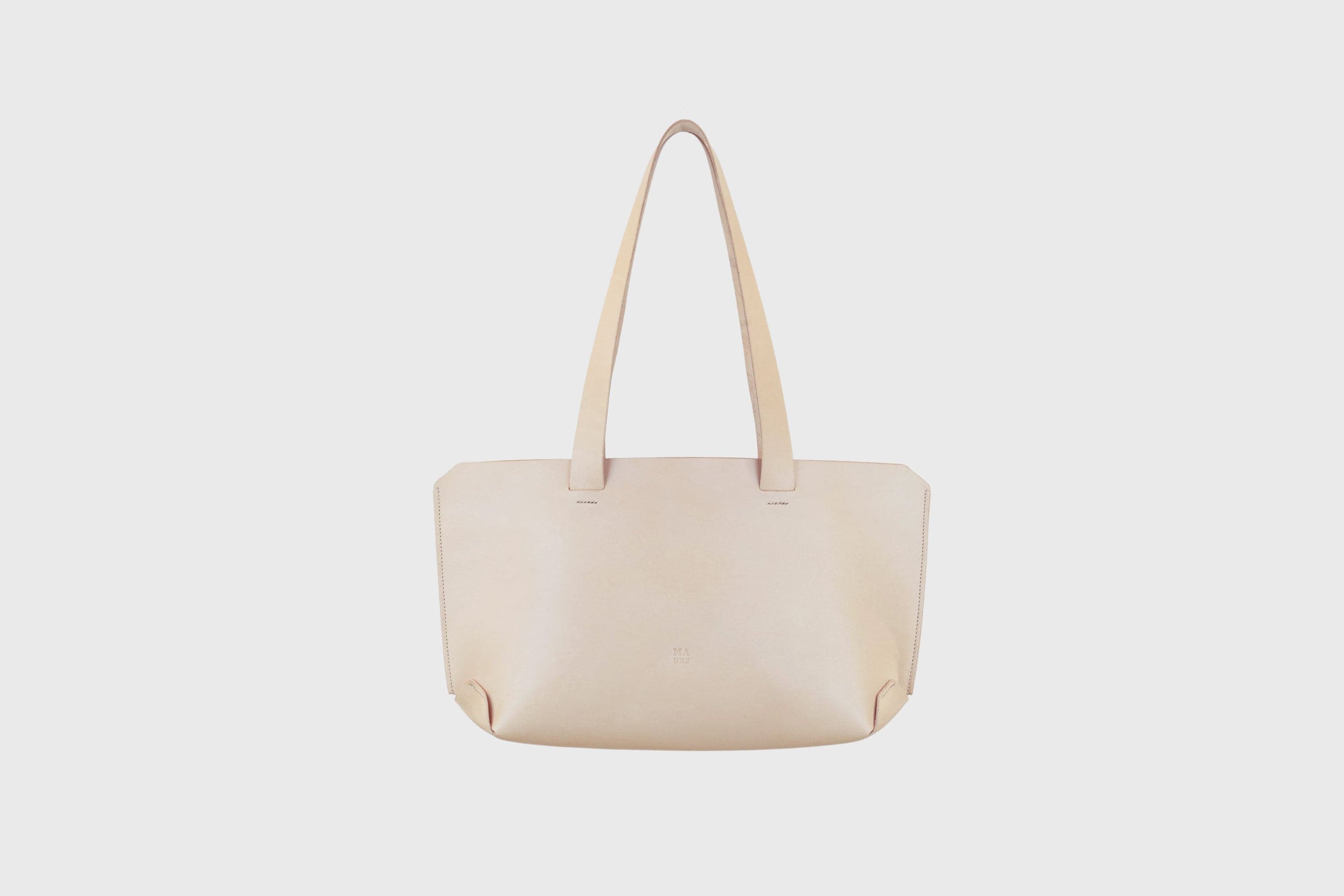 Tote Bag Beige Leather Vegetable Tanned Leather Natural Minimalistic Design By Manuel Dreesmann Atelier Madre Barcelona Spain