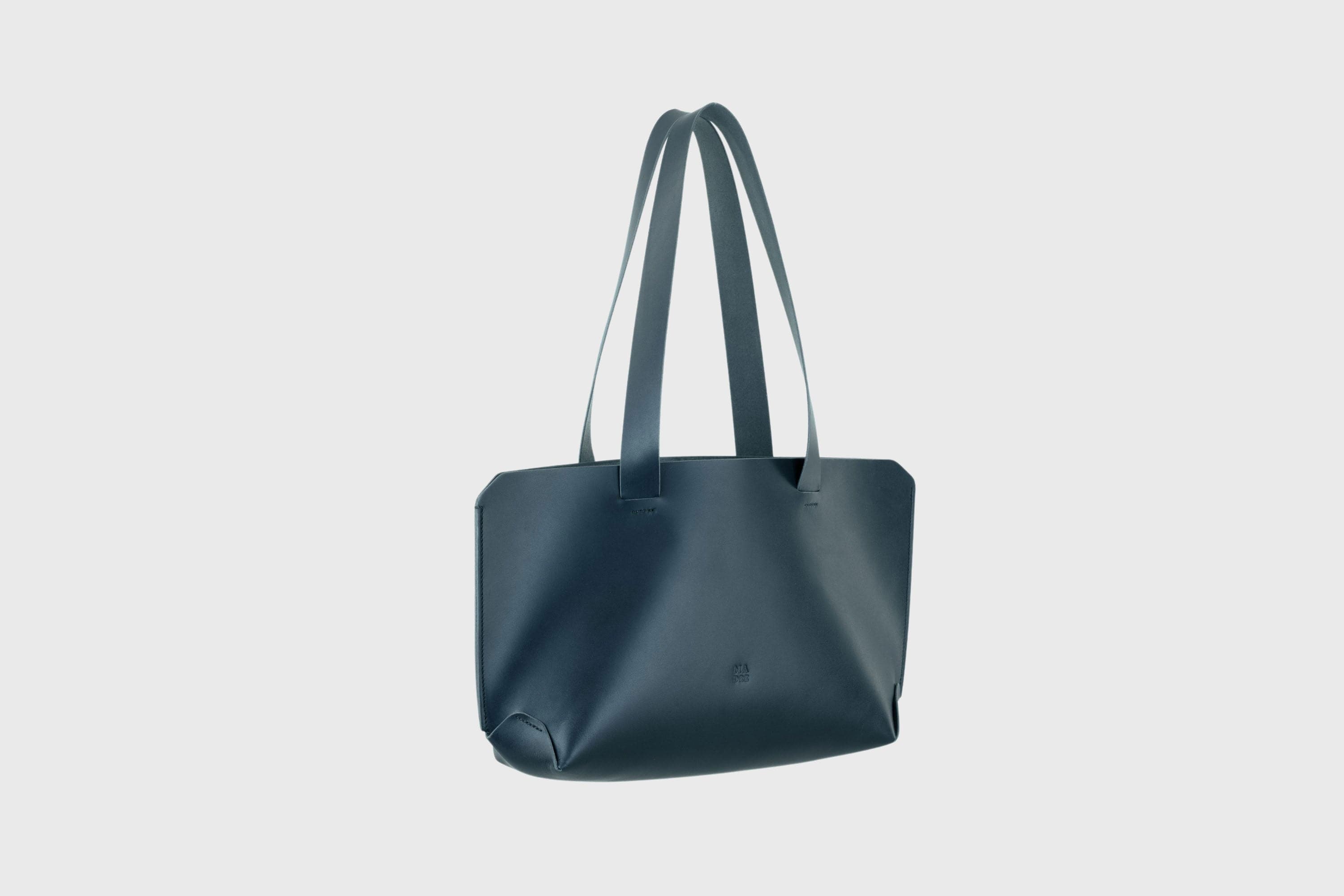Tote Bag Marine Blue Vegetable Tanned Leather Minimalistic Design By Manuel Dreesmann Atelier Madre Barcelona Spain