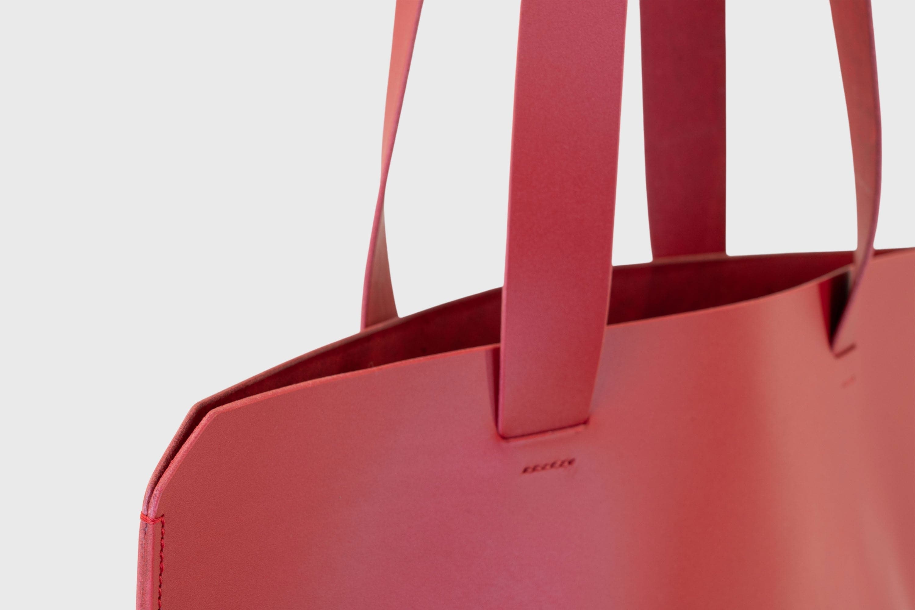 Tote Bag Red Leather Full-Grain Premium Open Stitched By Hand And Design By Manuel Dreesmann Atelier Madre Barcelona Spain