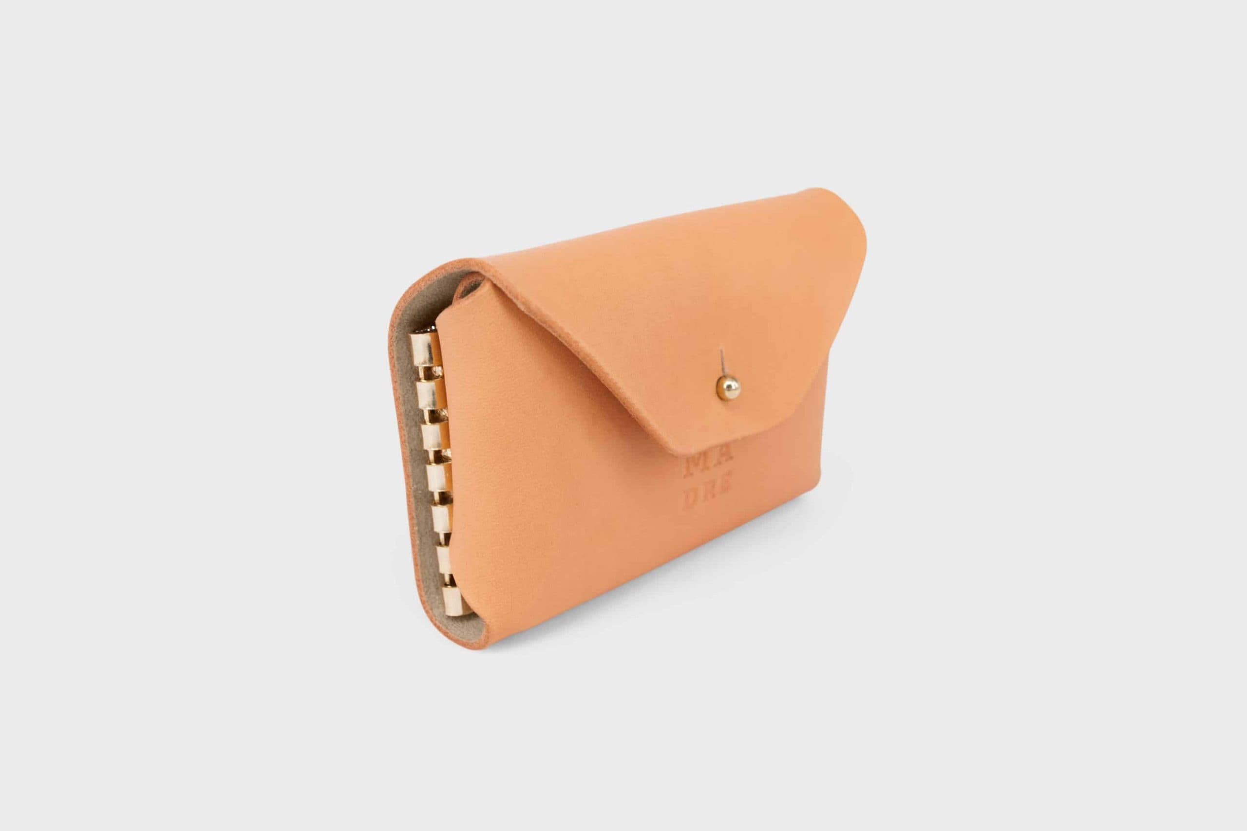 Cartera para llaves y tarjetas en piel marrón