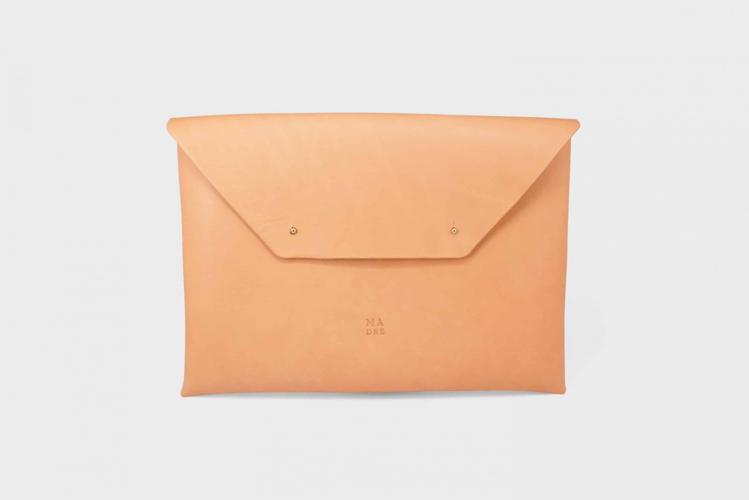 Pochette Enveloppe en Cuir Marron Grande Taille