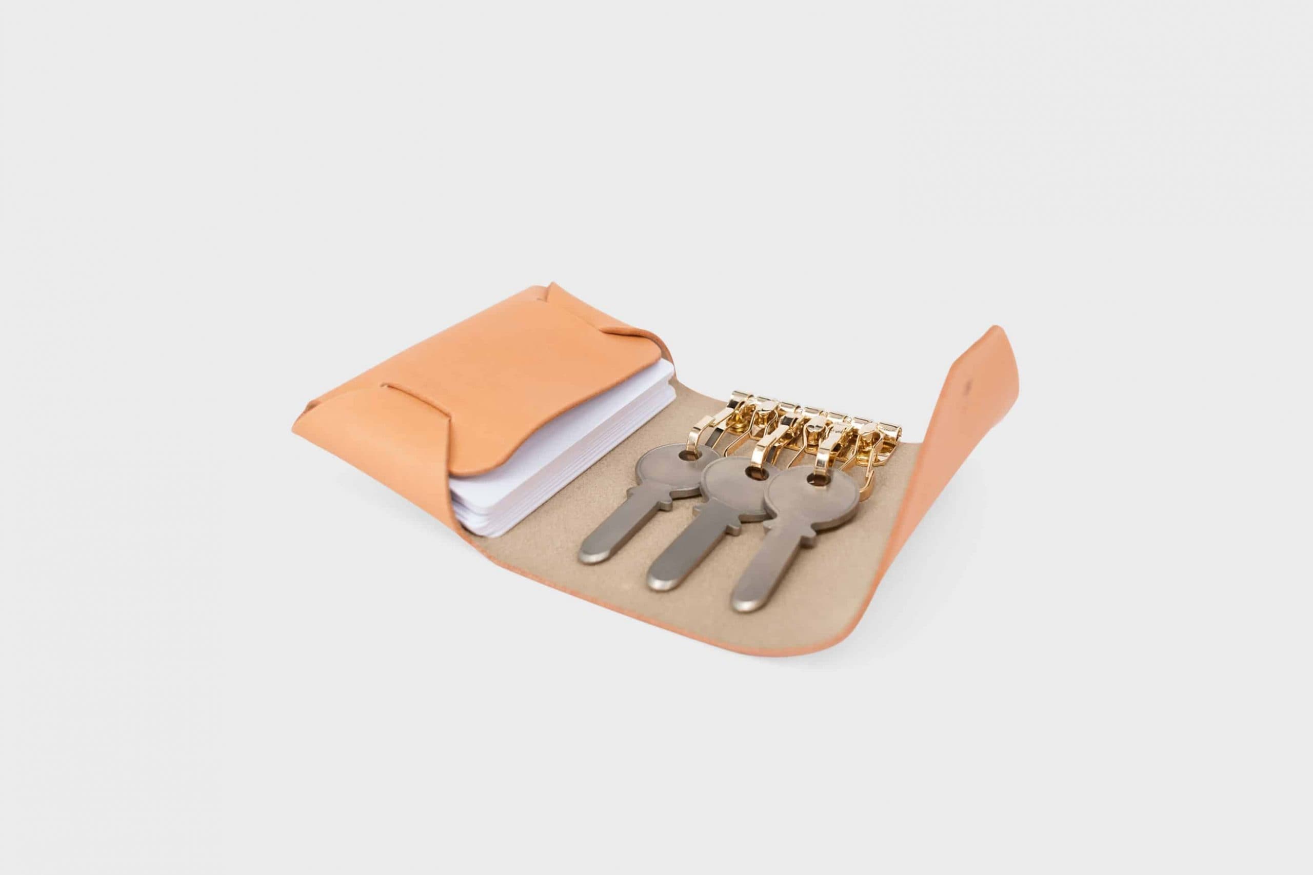 Cartera para llaves y tarjetas en piel marrón